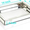 Rectangle Silver Mirror Decorative Tray Size 11 Length x 14 Width x 2 Height, Mirrored Vanity Organizer with Hand, Markup Perfume Jewelry Tray for Bathroom Bedroom Dresser Coffee Table qmdecor