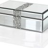 Luxury Middle Silver Bling Crushed Diamond Glass Mirrored Jewelry Box Women Jewelry Organizer Storage Box For Gift