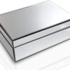 Silver Glass Mirrored Jewelry Box Beautiful Finish Storage Sturdy Organizer High-end Jewelry Organizer Luxury Big Vanity Mirror Box Keepsake Box Attractive Substantial Well Made Jewelry Box.