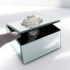 Square Jewelry Organizer Box Diamond Accessories Mirrored Holder In Silver Mirror Glass For Storage Collection