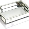 Rectangle Silver Mirror Decorative Tray Size 11 Length x 14 Width x 2 Height, Mirrored Vanity Organizer with Hand, Markup Perfume Jewelry Tray for Bathroom Bedroom Dresser Coffee Table qmdecor