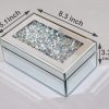 Luxury Silver Crushed Diamond Glass Mirrored Jewelry Box Organizer Storage Jewelry Box For Women