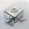 Square Jewelry Organizer Box Diamond Accessories Mirrored Holder In Silver Mirror Glass For Storage Collection