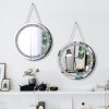 Crystal Crush Diamond Silver Mirror 2 Pack Diameter 12inch Round Shape with Iron Chain Real Glass Mirror for Wall Decor