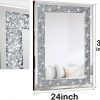 Crystal Crush Diamond Rectangle Silver Mirror for Wall Decoration 24x32inch Wall Hang Frameless Mirror Acrylic Diamond Decor.