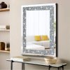 Crystal Crush Diamond Rectangle Silver Mirror for Wall Decoration 24x32inch Wall Hang Frameless Mirror Acrylic Diamond Decor.
