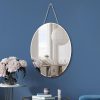 Oval Silver Mirror with Iron Chain for Wall Decor 12x16 inch Vertical or Horizontal Wall Hang Frame Less Mirror 5 mm Beveled Handicraft Wall Mirror