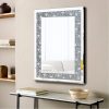 Crystal Crush Diamond Rectangle Silver Mirror for Wall Decoration 20x28inch Wall Hang Frameless Mirror Glass Diamond Decor.