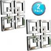 2 Pack Silver Mirrored Square Wall-Mounted Mirrors Modern Glam Accent Decor for Home