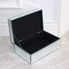 Luxury Silver Crushed Diamond Glass Mirrored Jewelry Box Organizer Storage Jewelry Box For Women