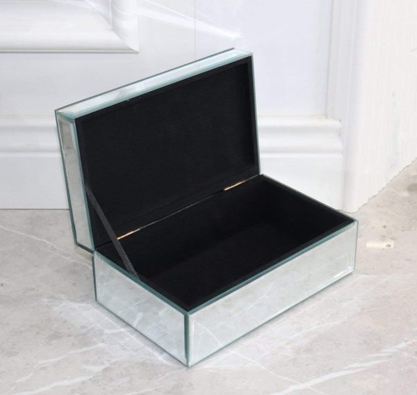 Luxury Silver Crushed Diamond Glass Mirrored Jewelry Box Organizer Storage Jewelry Box For Women