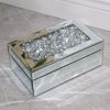 Luxury Silver Crushed Diamond Glass Mirrored Jewelry Box Organizer Storage Jewelry Box For Women