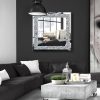 Crystal Crush Diamond Sparkly Square Silver Mirror for Wall Decoration 20x20x1 inch Wall Hang Frameless Bling Stylish Gorgeous Glam Mirror Vanity Home Decor.