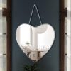 Heart Shaped Mirror with Iron Chain for Wall Decor 12x12 Inch - Wall Hang Real Glass Frameless Decorative Glam Mirror
