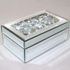 Luxury Silver Crushed Diamond Glass Mirrored Jewelry Box Organizer Storage Jewelry Box For Women