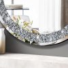 Round Wall Mirror 28x28 inch Crystal Crush Diamond Decor for Home Decoration Silver Mirror.