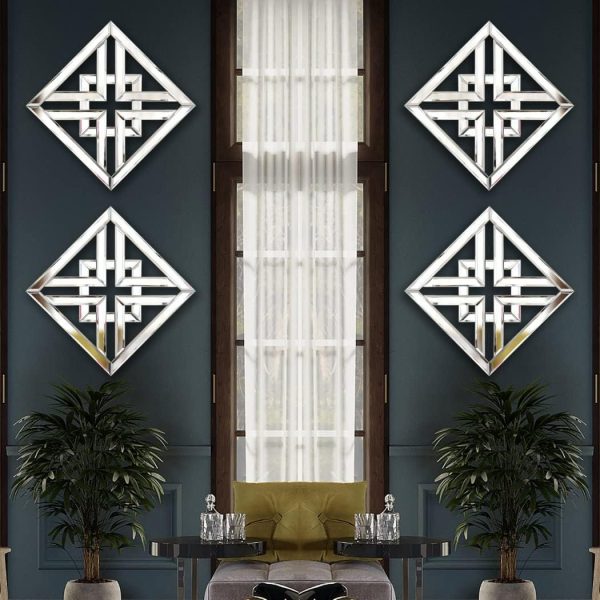 Decor Mirror Size 12x12 inches Square Mirrored Silver Wall Decorative Mirror with Beveled Edge Modern Fashionable Wall-Mounted Mirrors