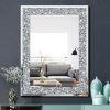 Crystal Crush Diamond Rectangle Silver Mirror for Wall Decoration 24x32inch Wall Hang Frameless Mirror Acrylic Diamond Decor.