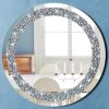 Round Wall Mirror for Home Decoration in Crystal Crush Diamond Silver 24x24x1 inch Wall Hang Frameless Mirror Glass Diamond Dcor.