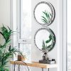 Crystal Crush Diamond Silver Mirror 2 Pack Diameter 12inch Round Shape with Iron Chain Real Glass Mirror for Wall Decor