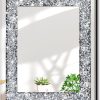 Rectangle Sparkling Decorative Wall Mirror for Home Decoration with Silver Crystal Crush Diamond Dcor, Dimention16x20x1 inch, Wall Hang Frameless Mirrors Glass Diamond Dcor.