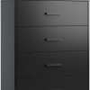 LIVAREEmlen Black Dresser for Bedroom with 4 Drawers, Tall Dresser with Sturdy Metal Frame, Wood Chest of Drawers for Closet, Living Room, Hallway