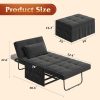 LIVAREEmlen Folding Ottoman Bed, Sleeper Chair, 4-in-1 Multi-Function, Convertible Sofa Bed Foot Rest with Adjustable Back for Living Room, Dark Grey