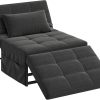 LIVAREEmlen Folding Ottoman Bed, Sleeper Chair, 4-in-1 Multi-Function, Convertible Sofa Bed Foot Rest with Adjustable Back for Living Room, Dark Grey