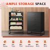 LIVAREEmlen Black Dresser for Bedroom with 4 Drawers, Tall Dresser with Sturdy Metal Frame, Wood Chest of Drawers for Closet, Living Room, Hallway