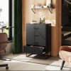 LIVAREEmlen Black Dresser for Bedroom with 4 Drawers, Tall Dresser with Sturdy Metal Frame, Wood Chest of Drawers for Closet, Living Room, Hallway