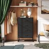 LIVAREEmlen Black Dresser for Bedroom with 4 Drawers, Tall Dresser with Sturdy Metal Frame, Wood Chest of Drawers for Closet, Living Room, Hallway