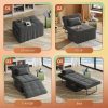 LIVAREEmlen Folding Ottoman Bed, Sleeper Chair, 4-in-1 Multi-Function, Convertible Sofa Bed Foot Rest with Adjustable Back for Living Room, Dark Grey